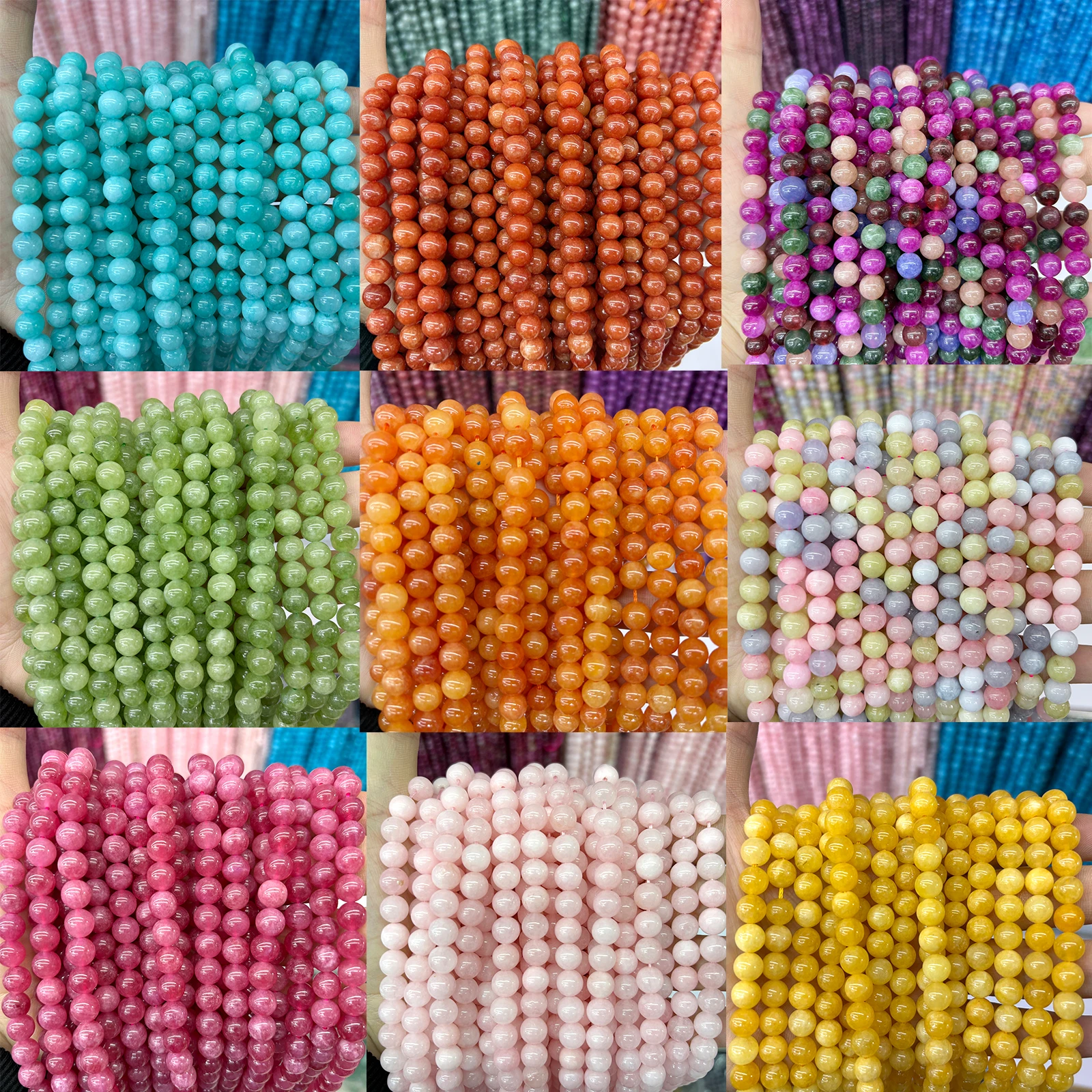 High Qulity Tourmaline Beads Morganite Natural Stone Round Colorful Loose Beads for Jewelry Making Supplier Bracelets Accessory