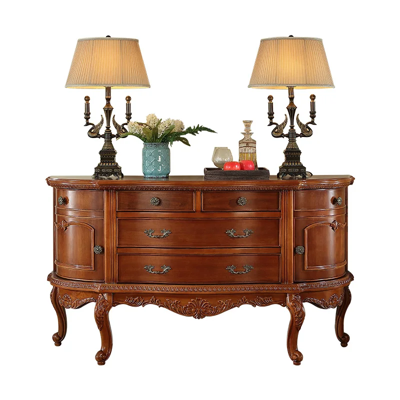 Semicircular entrance cabinet Entry Neoclassical solid wood room hall cabinet  European furniture Decorative living room cabinet