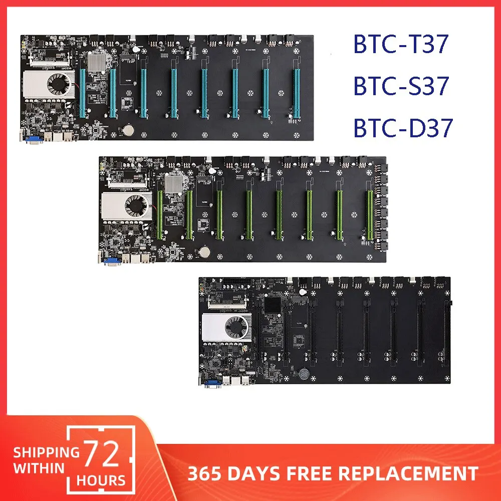 

BTC-37 Mining Motherboard CPU Set 8 miner Video Card Slot DDR3 Memory Adapter Integrated VGA Interface Low Power Consumption