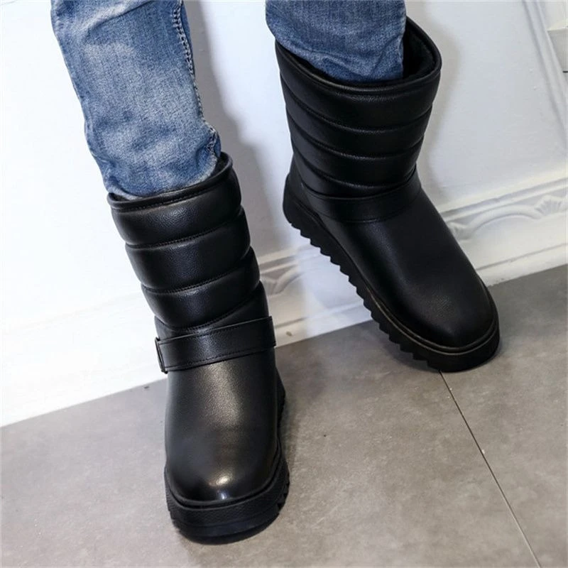 Winter Snow Boots Men Waterproof Fur Warm High Top Outdoor Thick Soft Sole Non Slip Ski Plush Boots