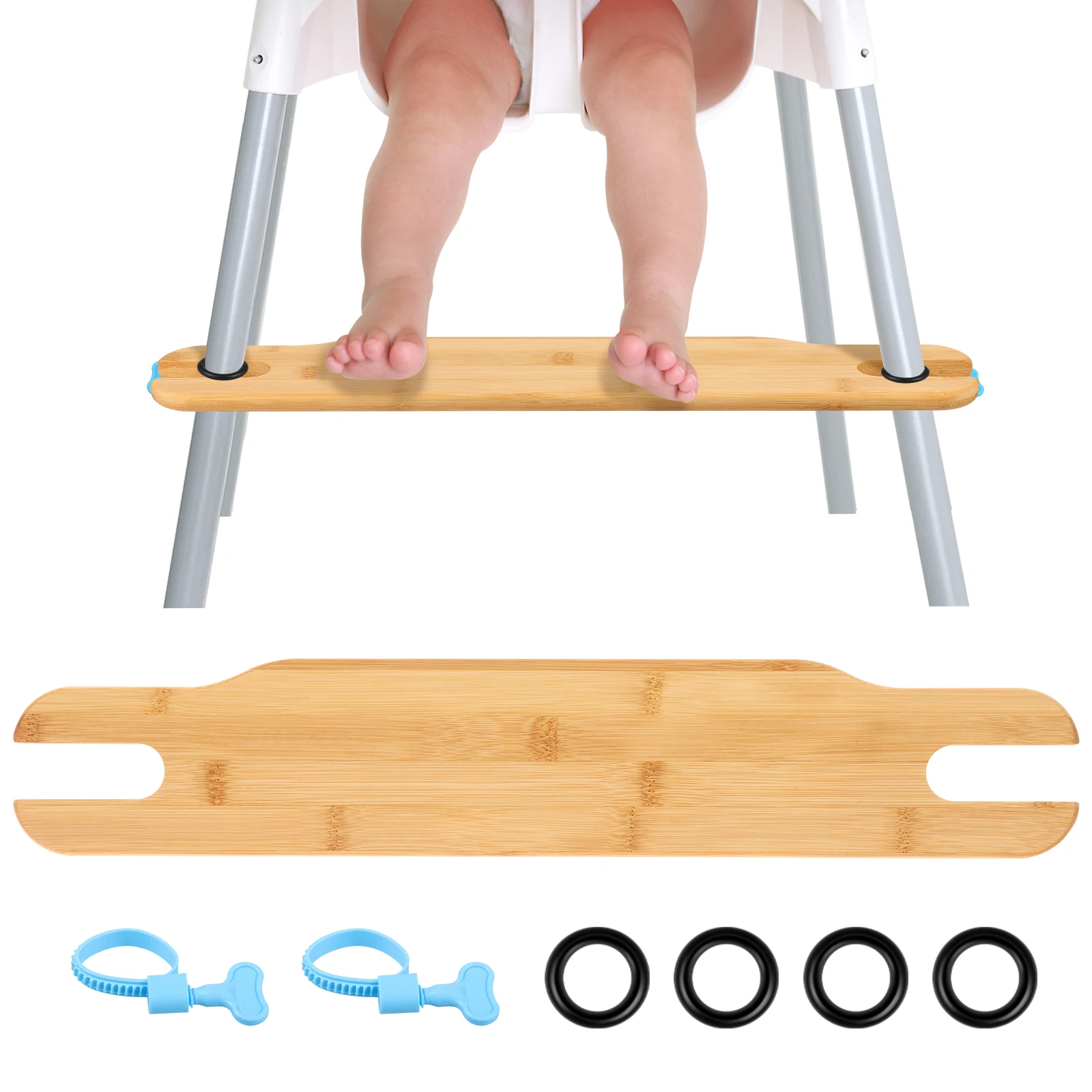 High Chair Footrest Bamboo Infant Seat Foot Rest Non-slip Stable Baby Adjustable Highchair Kids Furniture Accessories