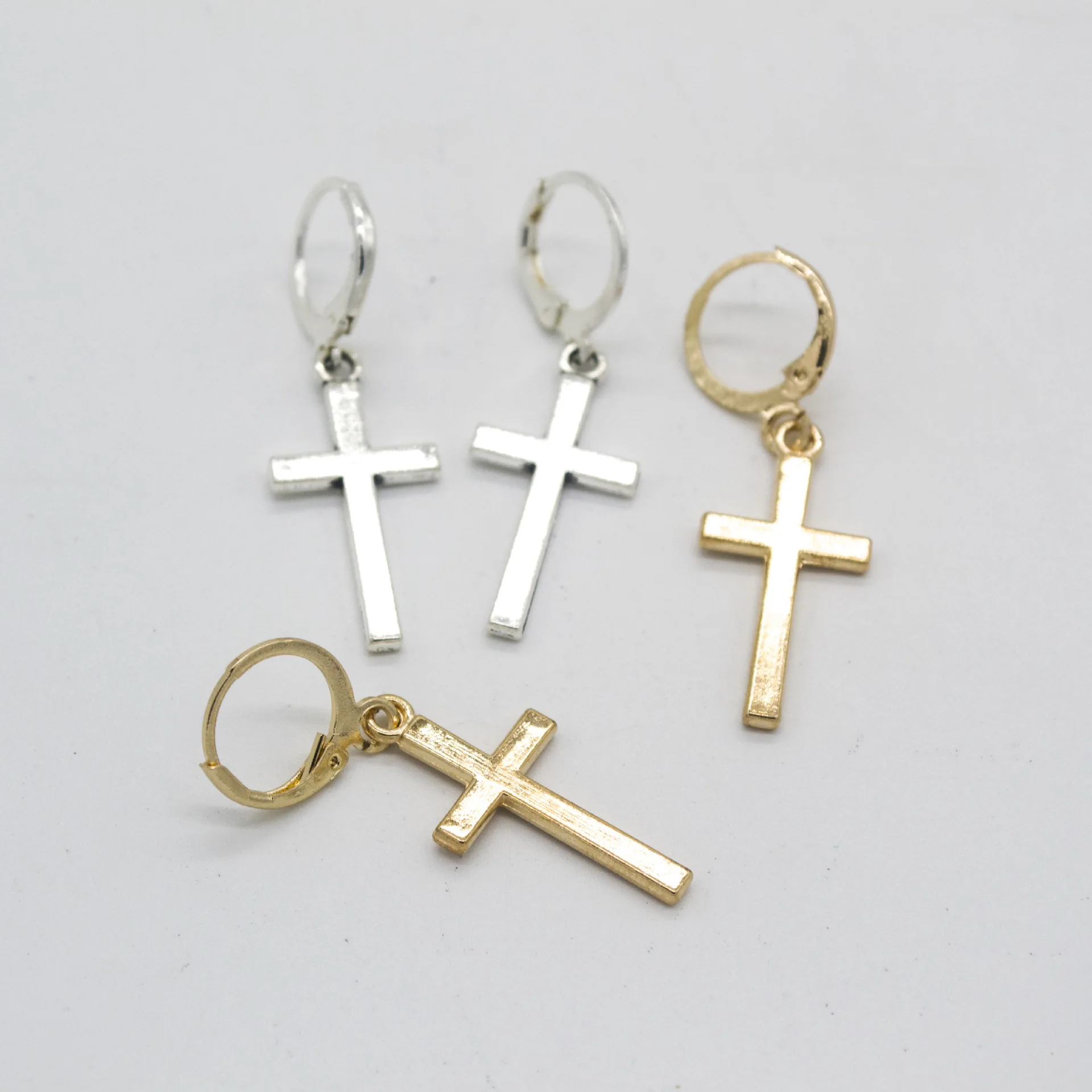 Fashion Men Women Metal Hoop Cross Drop Dangle Ear Studs Earrings Party Punk Earring Jewelry Earrings