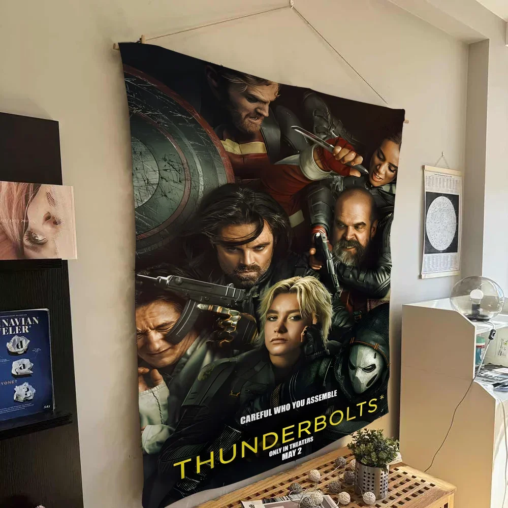 T-Thunderbolts (2025) فيلم أنيمي نسيج ديكور للتعليق على الحائط ديكور منزلي للتعليق على الحائط