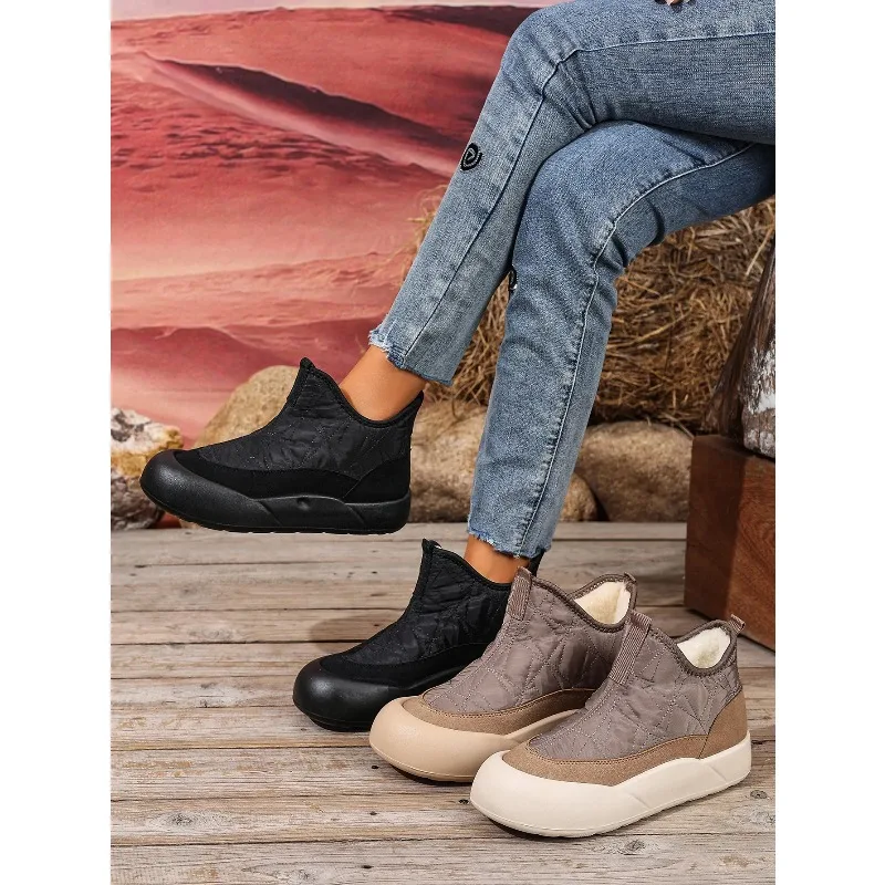 

Women's Winter New fleece-lined Casual Soft Bottom Comfortable Cotton Shoes Down Cloth Non-slip Thick Bottom Snow Boots