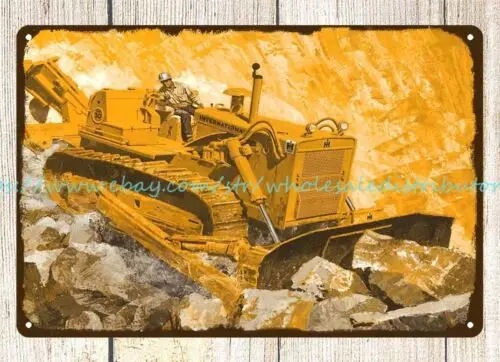 1950s INTERNATIONAL HARVESTER DOZER tractor cottage Barnyard metal tin sign