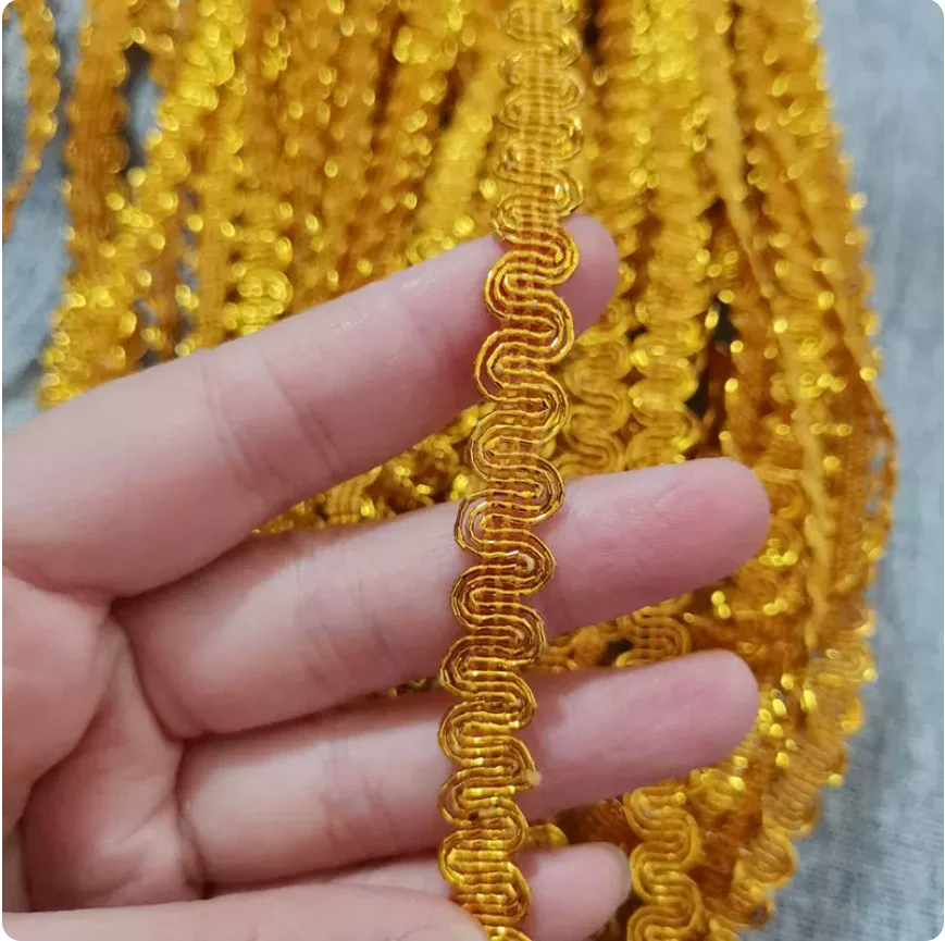 69 Meters 8mm Width Gold And Silver Double-Sided Wavy S-Ribbon DIY Craft Accessories For Stage Performance Costumes Curved Line