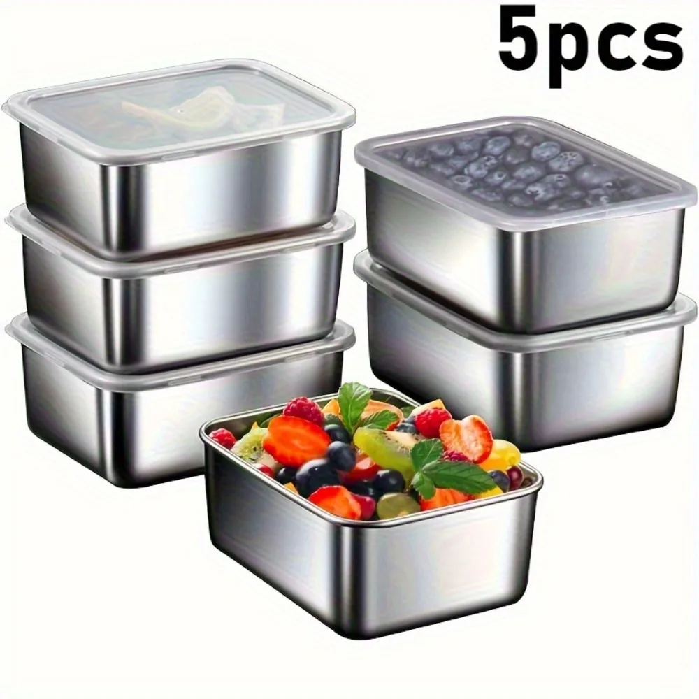 5-Piece Stainless Steel Food Storage Container Set only $0.99
