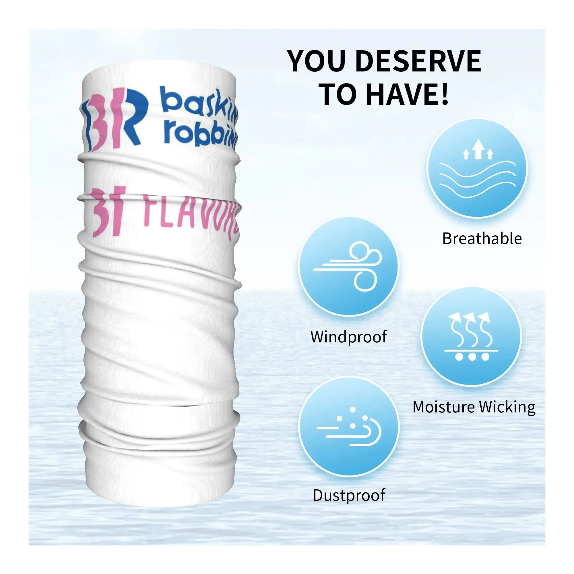 Baskin Robbins Gelato Bandana Ghetta per il collo Sciarpa avvolgente stampata Copricapo multifunzione Ciclismo per uomo Donna Adulto Antivento