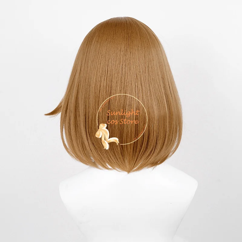 Hirasawa Yui Cosplay Wig 33cm Short Brown Yui Hirasawa Anime Cosplay Wigs Heat Resistant Synthetic Hair Role Play Wig + Wig Cap