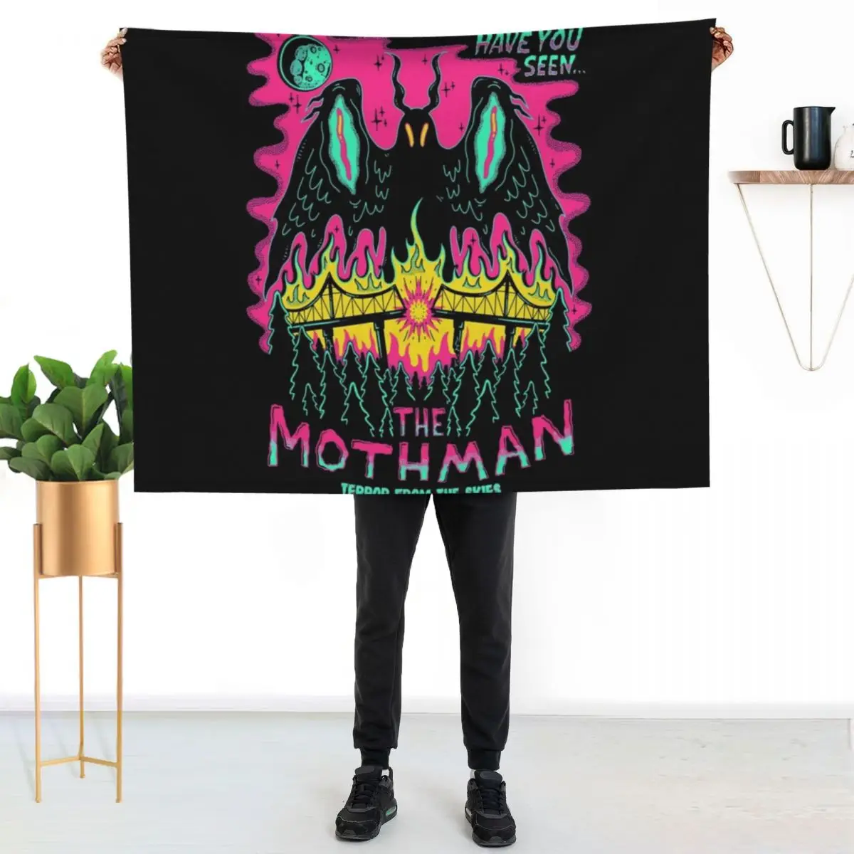 Mothman Throw Blanket Sofa Quilt halloween heavy to sleep Comforter Luxury St Shaggy Blankets