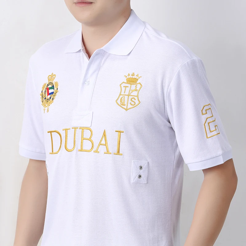 Men\'s polo shirt UAE Dubai short Royal casual  sport party high-end cotton embroidery luxury contrast color original design