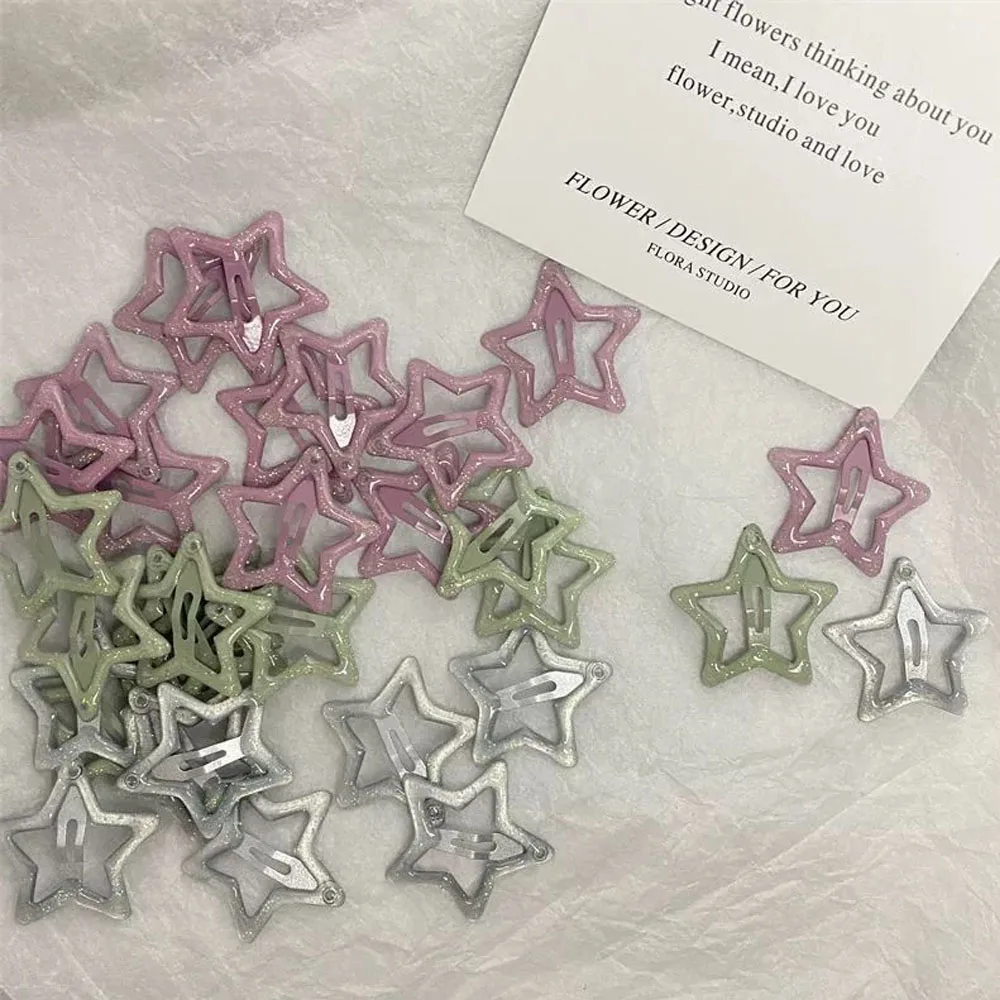 Colorful Star BB Trendy Hair Clips Shiny Cute Fashion Y2k Hair Accessories Barrette Women Simple Kawaii BB Clip Hair Volume Clip