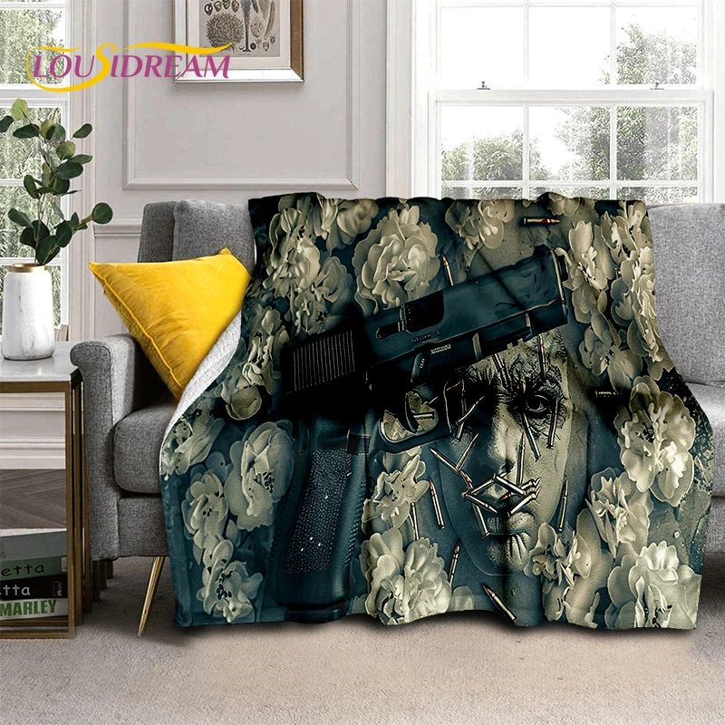 29 Style Retro Guns Pistol Ammunition Bullet Cartridge AK M4 Soft Flannel Blankets,Throw Blanket for Picnic Beds Sofa Bedroom