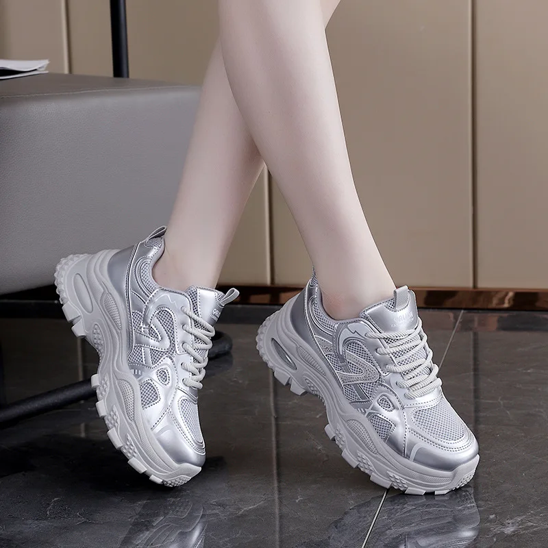 2026 women's height increasing dad shoes, thick soled height increasing sports board shoes, casual shoes, outdoor running shoes