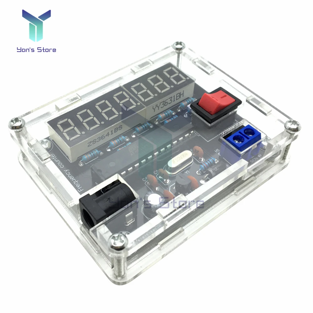 AVR LED Digital Frequency Meter DIY Kit 0.45HZ-10MHZ Frequency Counter with Acrylic Shell Cymometer 0.000 001Hz Resolution