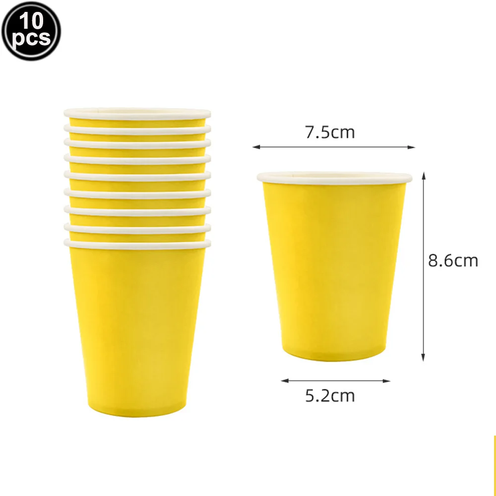 Gelbe Geburtstagsdekorationen, gelbe Teller, Servietten, Tassen, Tischdecke, Tablett, Papier, Geschenk, Partyzubehör, Babyparty-Partydekorationen – Detail 4