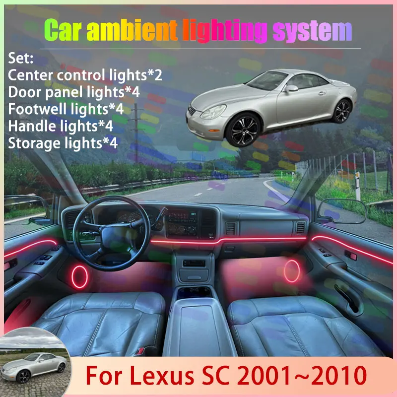 

For Lexus SC 2001~2010 Soarer 2/18 in 1 Car Atmosphere Light Lamp RGB Shade Ensemble Streamer Atmosphere Set Auto Accessories