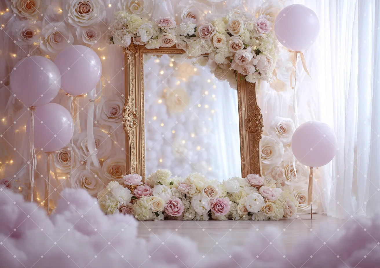 Birthday Party Girls Photography Backdrop Floral Arch Bow Balloons Baby Girl One Birthday Welcome Wall Photo Studio Background