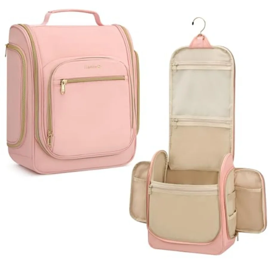 Hanging Travel Toiletry Bag for Men and Women, Water-Resistant Toiletries Bag Makeup Organizer with Hook, Cosmetic Bag for Bath