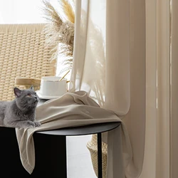 Modern Brown Voile Curtains for Kids Bedroom Living Room Sheer Curtain in Kitchen Hall Cortinas Ventana Firany Treatment Rideaux