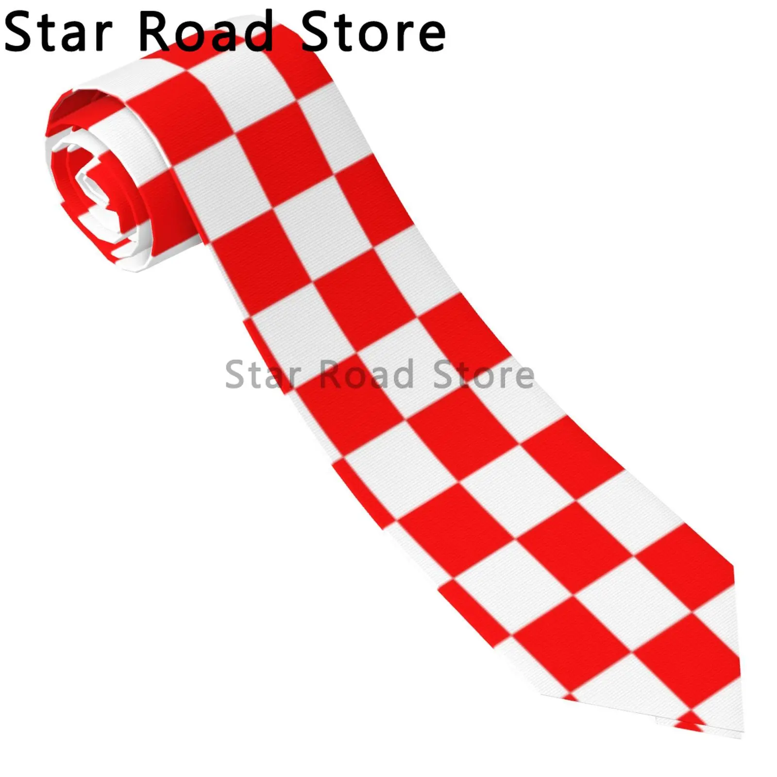 Racing Black, white and red check Flag Neck Ties Men Elegant Necktie Accessories High Quality Design Collar Tie