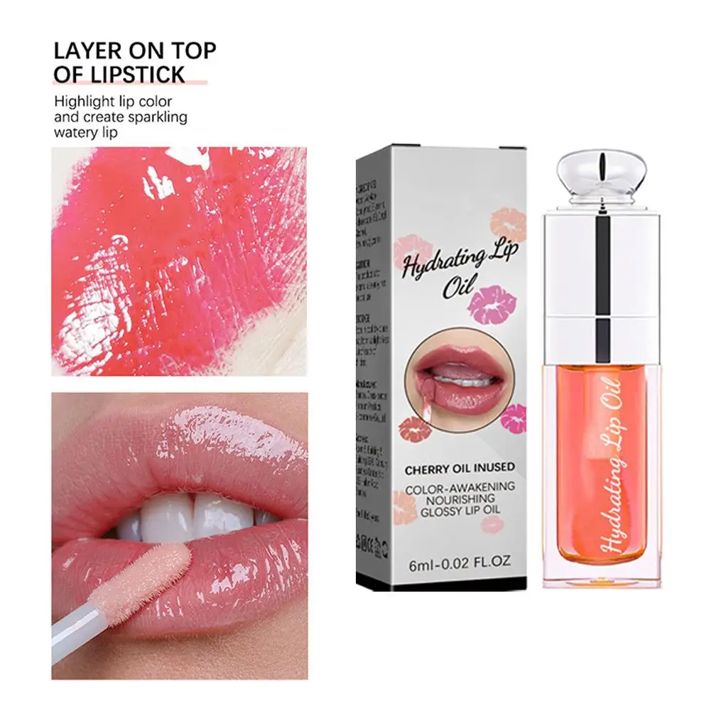 Brillo de aceite para labios, maquillaje hidratante no pegajoso, Sexy, brillante, imprimación con brillo, tinte, bálsamo labial, Cosméticos para el cuidado ﻿ Labio