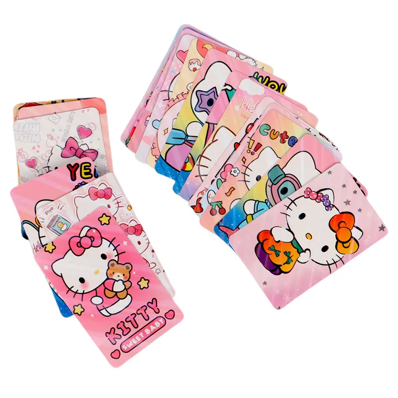 24 pz/scatola Anime Sanrio Cards Cute KT Cat Hello Kitty Kuromi Melody Shiny Card Collection per regali di compleanno per bambini