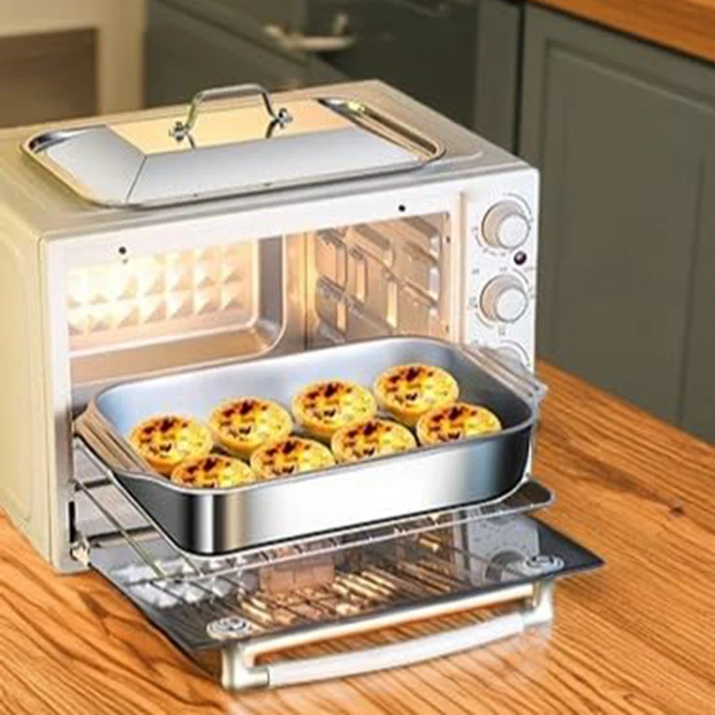 Stainless Steel Baking Pan Set With Lids Deep Dish For Fish/Pasta/Grilling Oven And Dishwasher Safe Cookware Multi-Functional