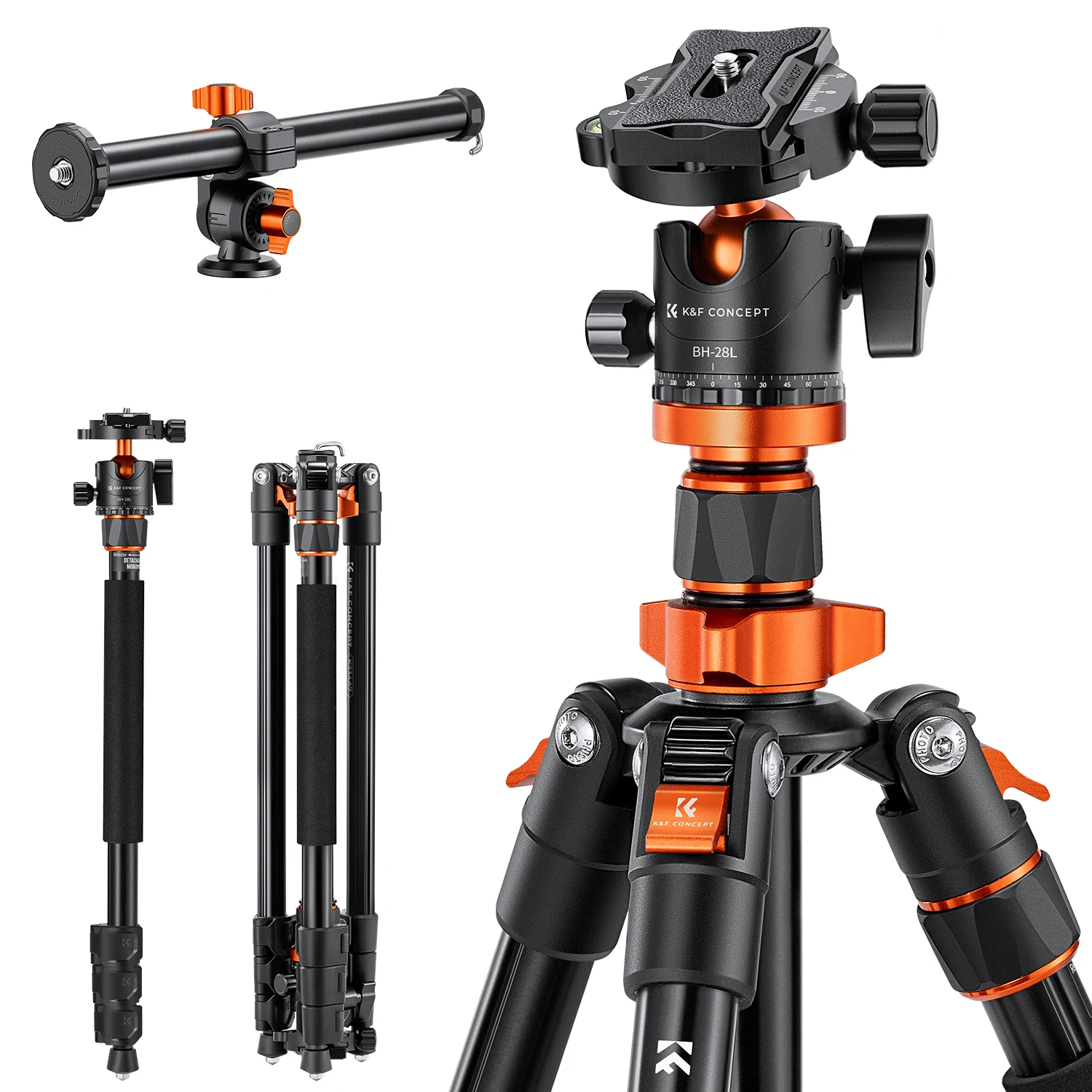 

K&F Concept 78"/200cm Camera Tripod for DSLR Compact Aluminum Tripod with 360 Degree Ball Head 10KG Load for Travel and Work