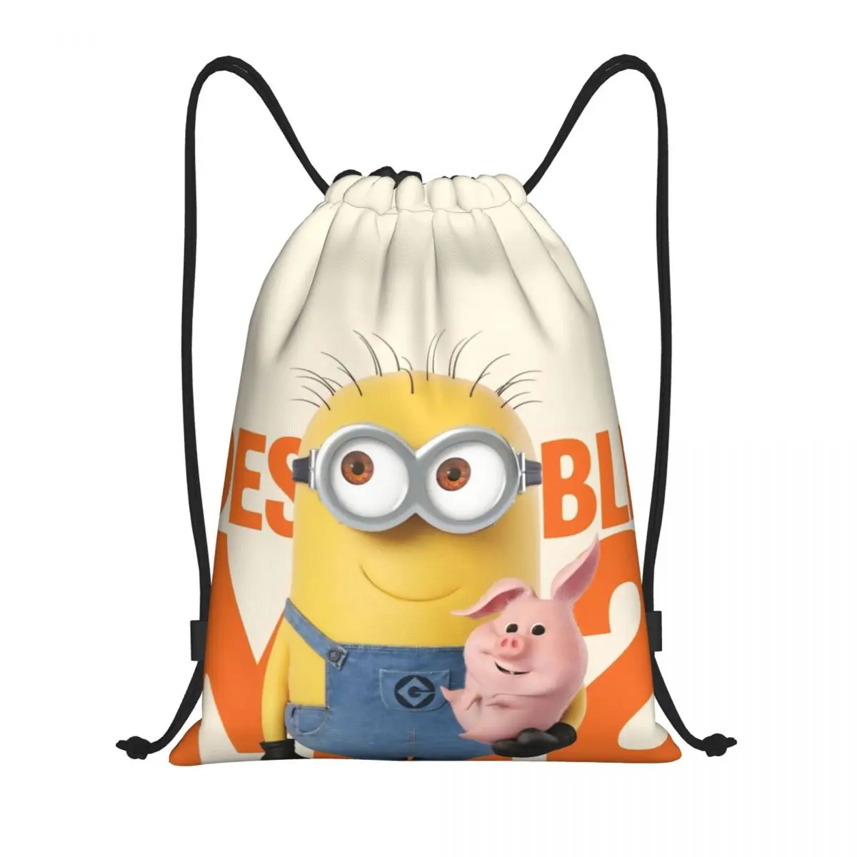 Minions Portable Sports Bag Thicken Drawstring Belt Riding Backpack Gym Drawstring Shoes Bag Clothes Backpacks