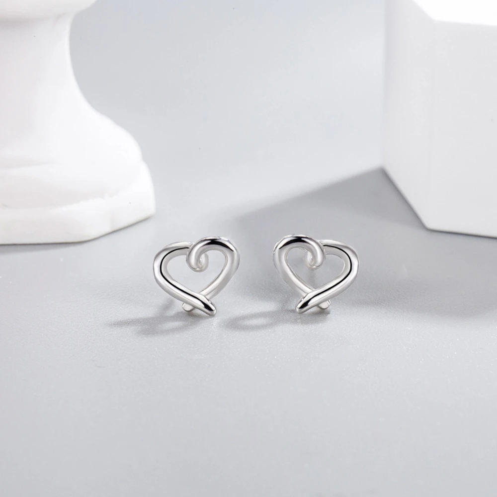925 Sterling Silver Elegant Cute Hollow Love Stud Earrings Birthday Party Anniversary Gift