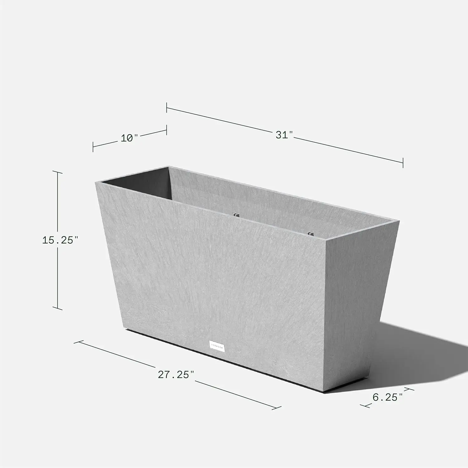 Pure Series Midori Trough Planter Large Rectangular Planter for Indoor or Outdoor Deck/Porch Durable All-Weather Use with