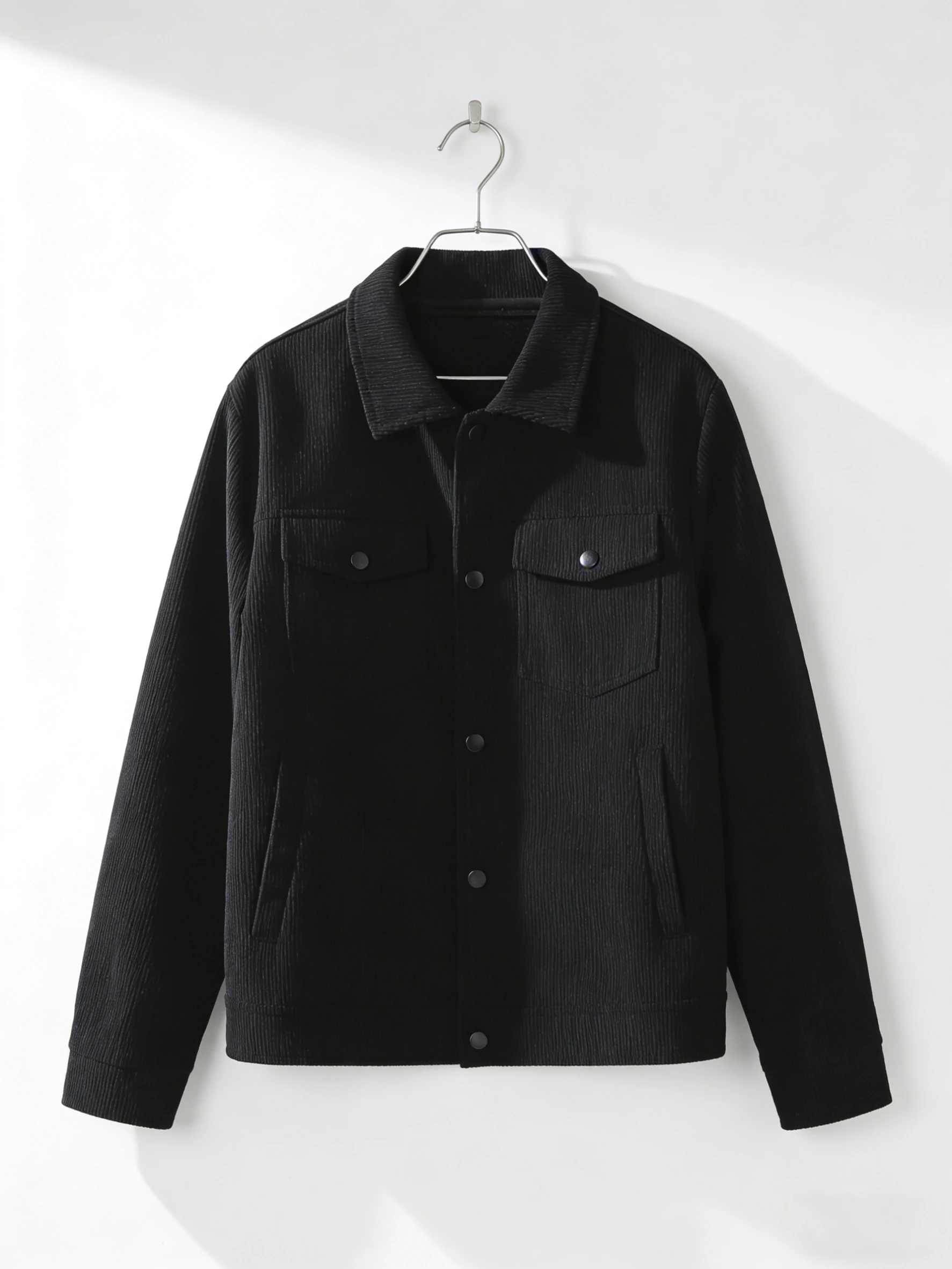 

Men's Casual Jacket Solid Color Button-Up Collar with Pockets Spring Autumn Wear for Leisurely Outings