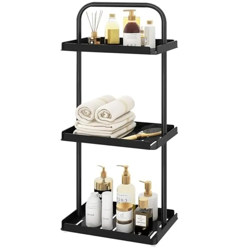 

3 Tier Metal Corner Shower Caddy Organizer with Handle Bathroom Kitchen Shelf Storage Shampoo Conditioner Towels Rust Resistant