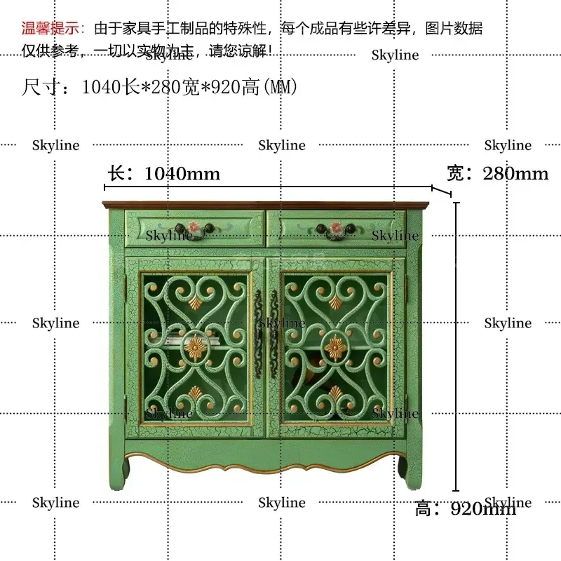 Pastoral Nostalgic Hollow Entrance Cabinet, Multi-Layer Mediterranean Dining Side Storage