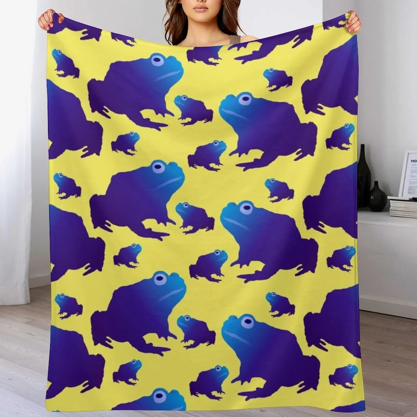 

Blue Toad Pattern (on yellow) Throw Blanket blankets and throws For Decorative Sofa Luxury Winter beds Blankets