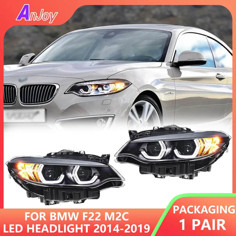 

For BMW F22 M2C LED Headlight 2014-2019 Headlights M2 F23 F87 DRL Turn Signal High Beam Angel Eye Projector Lens 2 PCS