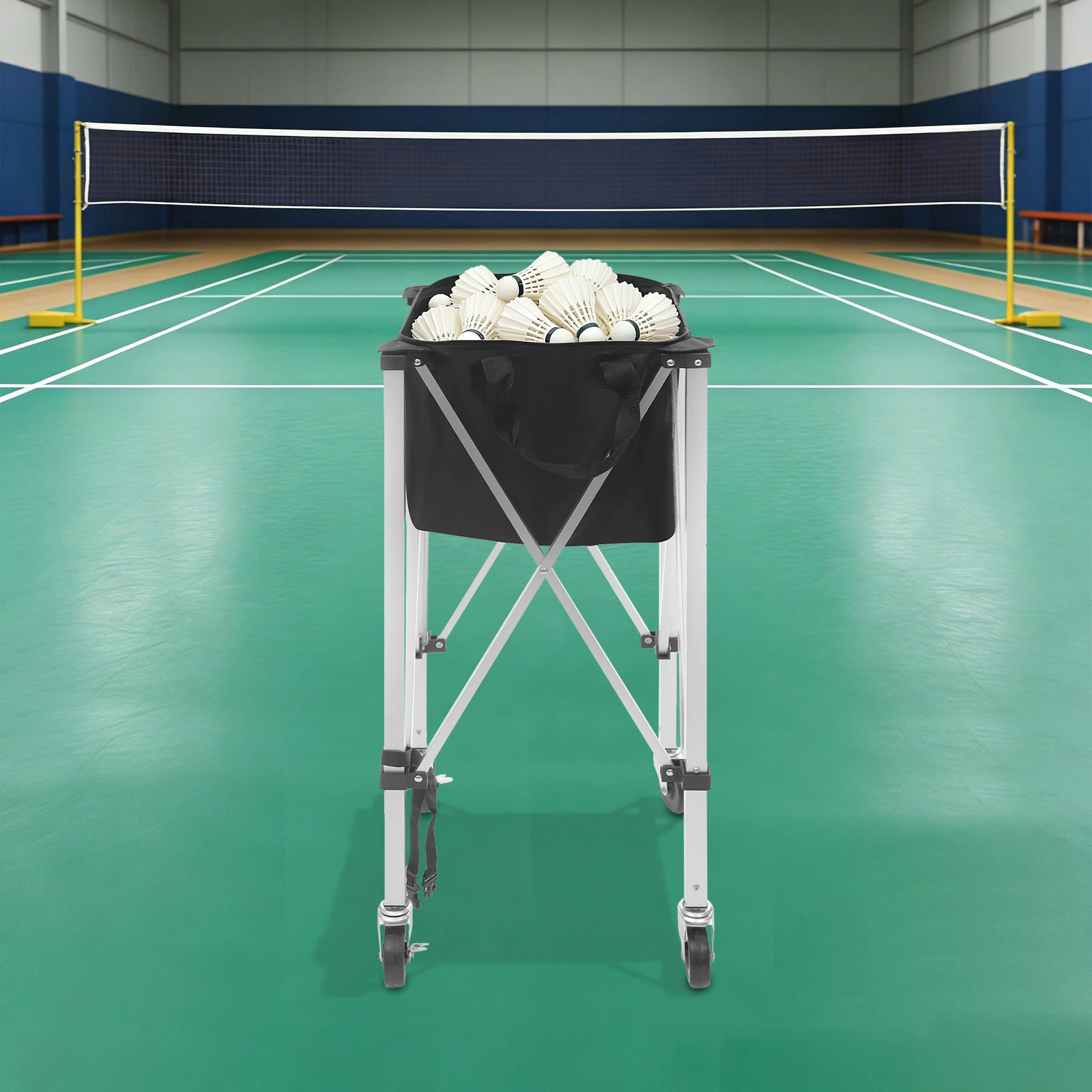 Tragbarer Tenniswagen, faltbarer Tennisballkorb, Tennisballträger, auf Rädern zum Aufbewahren von Badminton- und Baseballbällen – Detail 4