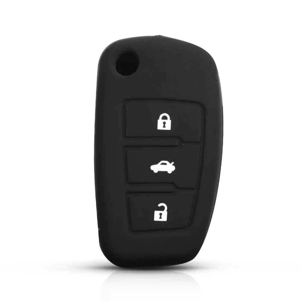 Dandkey 3 Buttons Car Silicone Key Cover Styling Case Cover Fob Shell For Audi A1 A3 Q3 Q7 R8 A6L TT Key Case Four Car Styling