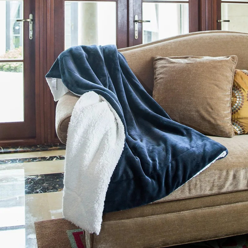 Winter Warm Blanket Super Soft Flannel Lamb Fleece Blanket - Flip Velvet Sofa Blanket - Lightweight Double Layer Cover Blanket