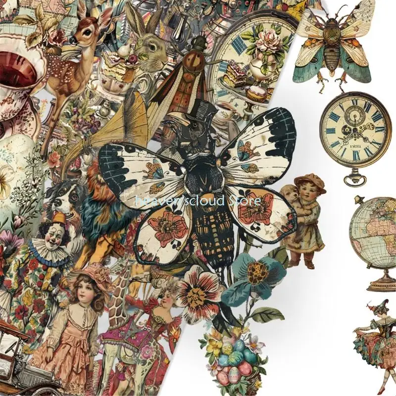 Y88B 50 Sheets Victorian Sticker Scrapbook Sticker Sticker Sticker Distoner Label Retro Decorative Label for Labtop