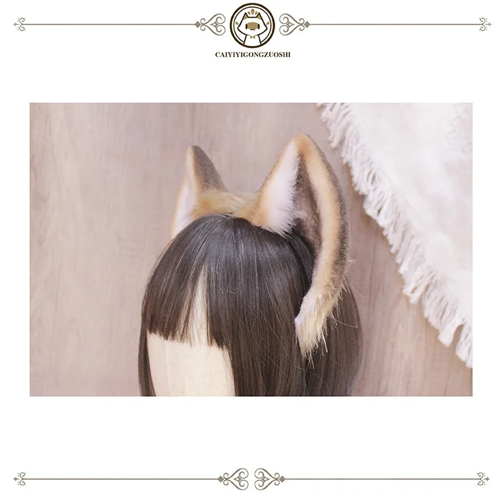 MMGG New Hand Made Work Coffee Fox Samwol Kim Fox Ears Hairhoop Headband Headwear Custom Made