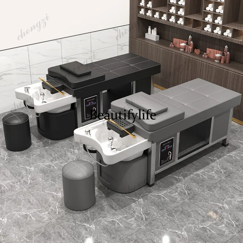 K153  Comfort Simplicity Shampoo Chairs Beauty Hair Salon Barber Ear Picking Shampoo Chair Sink PU Leather Furniture