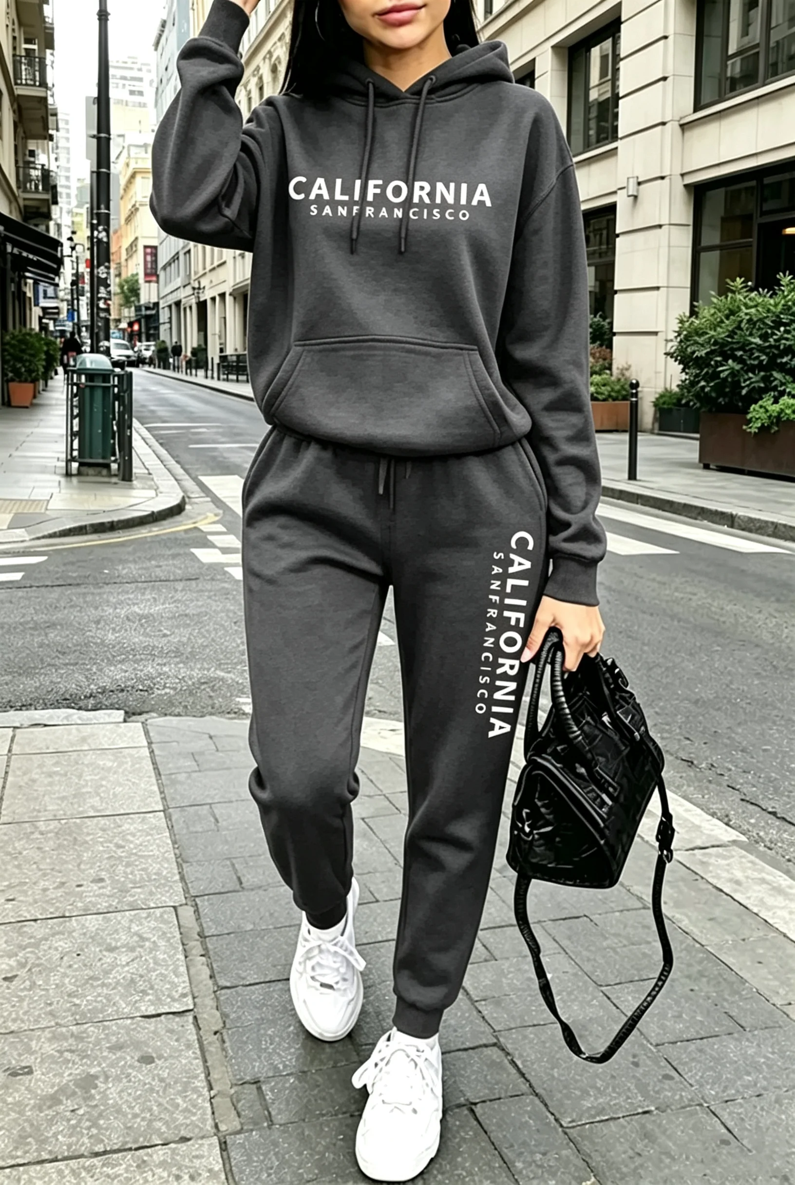 Fall Winter Womens Outfits Street Casual Hooded Sweatshirts Outdoors Sports Jogging Clothing Hot Sales Single Piece Hoodie Pants