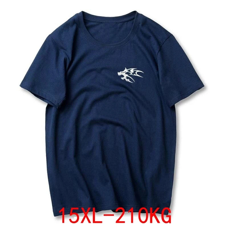 Summer Men\'s T-Shirt 6XL Wolf Large Size Large 6XL 7XL 8XL 9XL 10XL 12XL 15XL Casual T-Shirt Cotton Print Home Loose Navy Blue