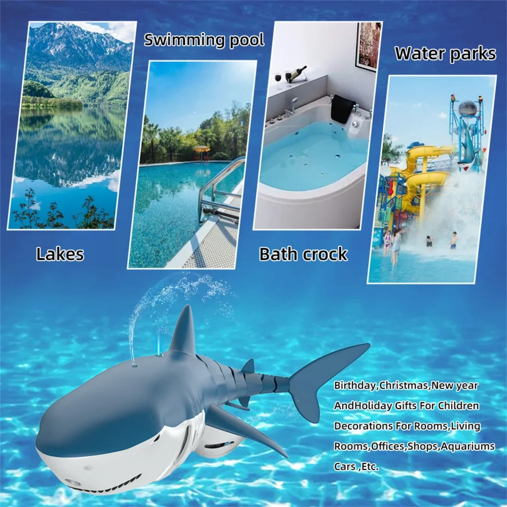 Rc Shark Toy Remote Control Animals Simulation Submarine Toy Whales Waterproof Bathtub Pool Electric Toys for Kids Boys Gift