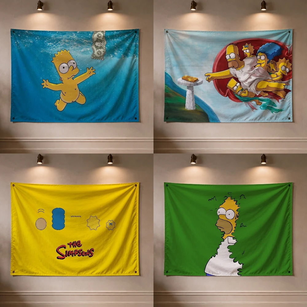 Cartoon The S-Simpsons-S Flag Decoration Outdoor Picnic Party Art Hanging Home Camping Party Banner