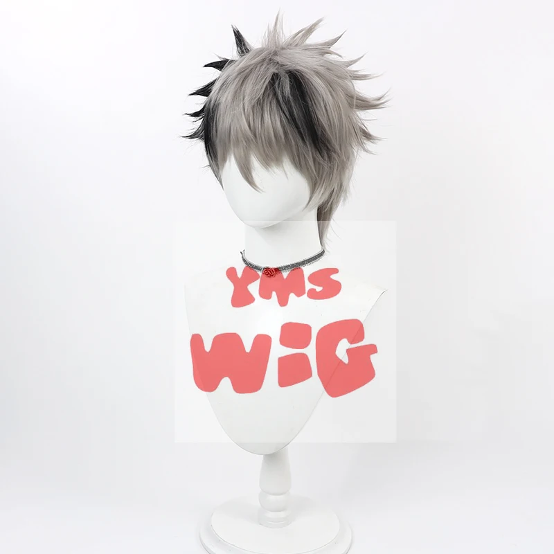 Vtuber Crimzon Ruze Cosplay Wig Short Synthetic Hair Heat Resistant Halloween Carnival Role Play Party + Wig Cap