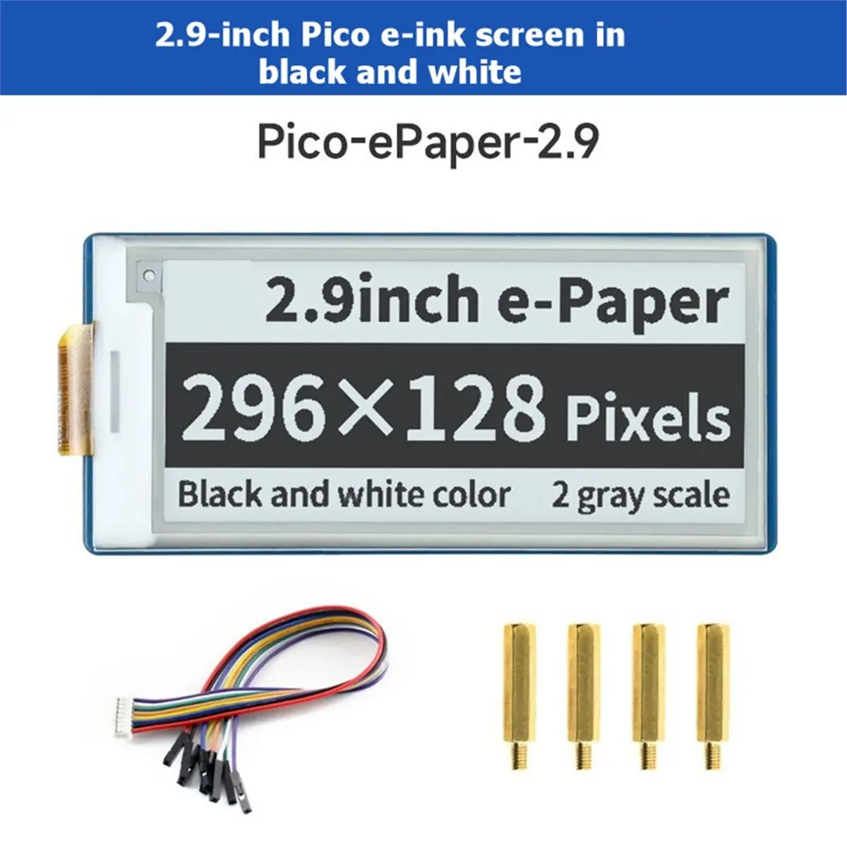 618 Mega Sale 2.9inch EPaper Display for Raspberry Pi Pico E-Ink White/Black 296x128 Pixels SPI Communication Interface Screen