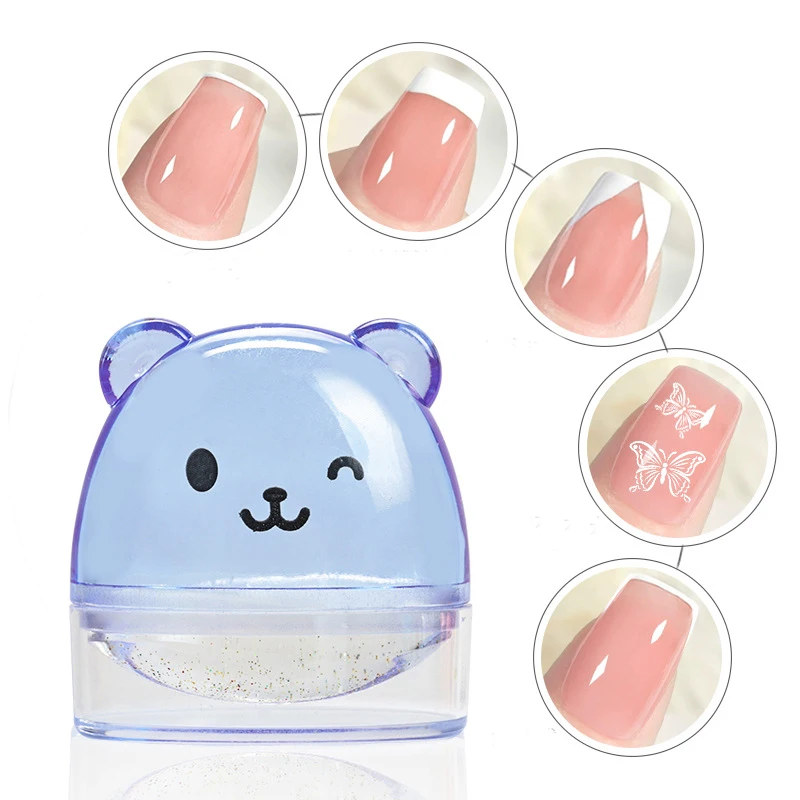 Stamper de Unhas Urso com Raspador, Geléia, Silicone, Impressão, Polonês, Estampagem, Ponta Francesa, Estêncil, Modelo, Manicure, Ferramentas de Estêncil